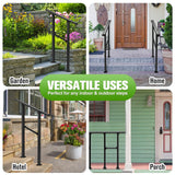 DS BD Stair Handrail 1 to 2 Steps Black Metal Adjustable Safety Guard
