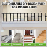 DS BD Stair Handrail 1 to 2 Steps Black Metal Adjustable Safety Guard