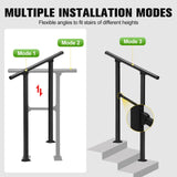 DS BD Stair Handrail 1 to 2 Steps Black Metal Adjustable Safety Guard