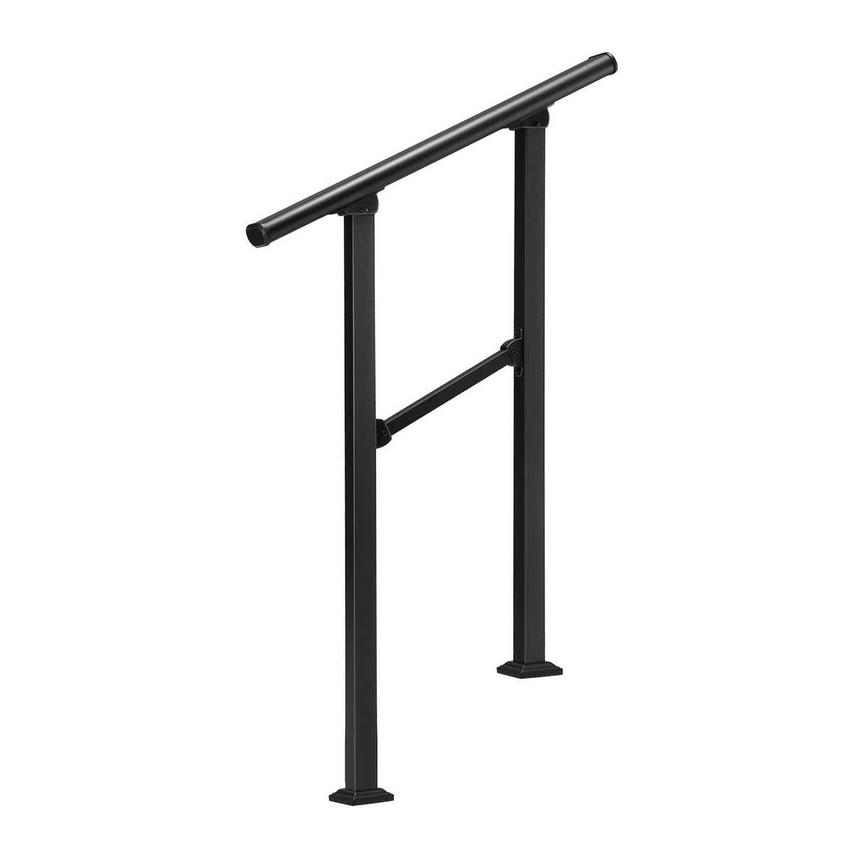 DS BD Stair Handrail 1 to 2 Steps Black Metal Adjustable Safety Guard