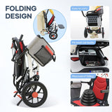 DS BD 12 Inch Folding Wheelchair Mobility Disability Aid PU Wheel Lightweight