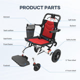 DS BD 12 Inch Folding Wheelchair Mobility Disability Aid PU Wheel Lightweight