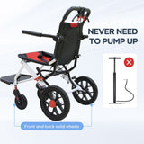 DS BD 12 Inch Folding Wheelchair Mobility Disability Aid PU Wheel Lightweight
