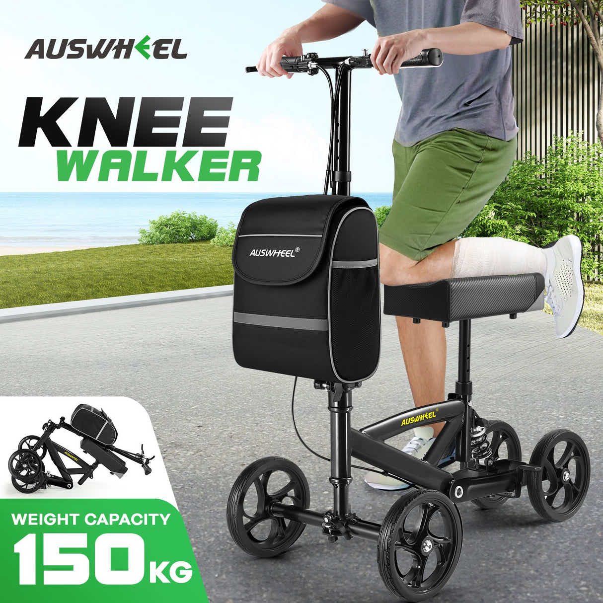 DS BD Knee Scooter Walker Steerable Mobility Wheelchair Medical Crutch Broken