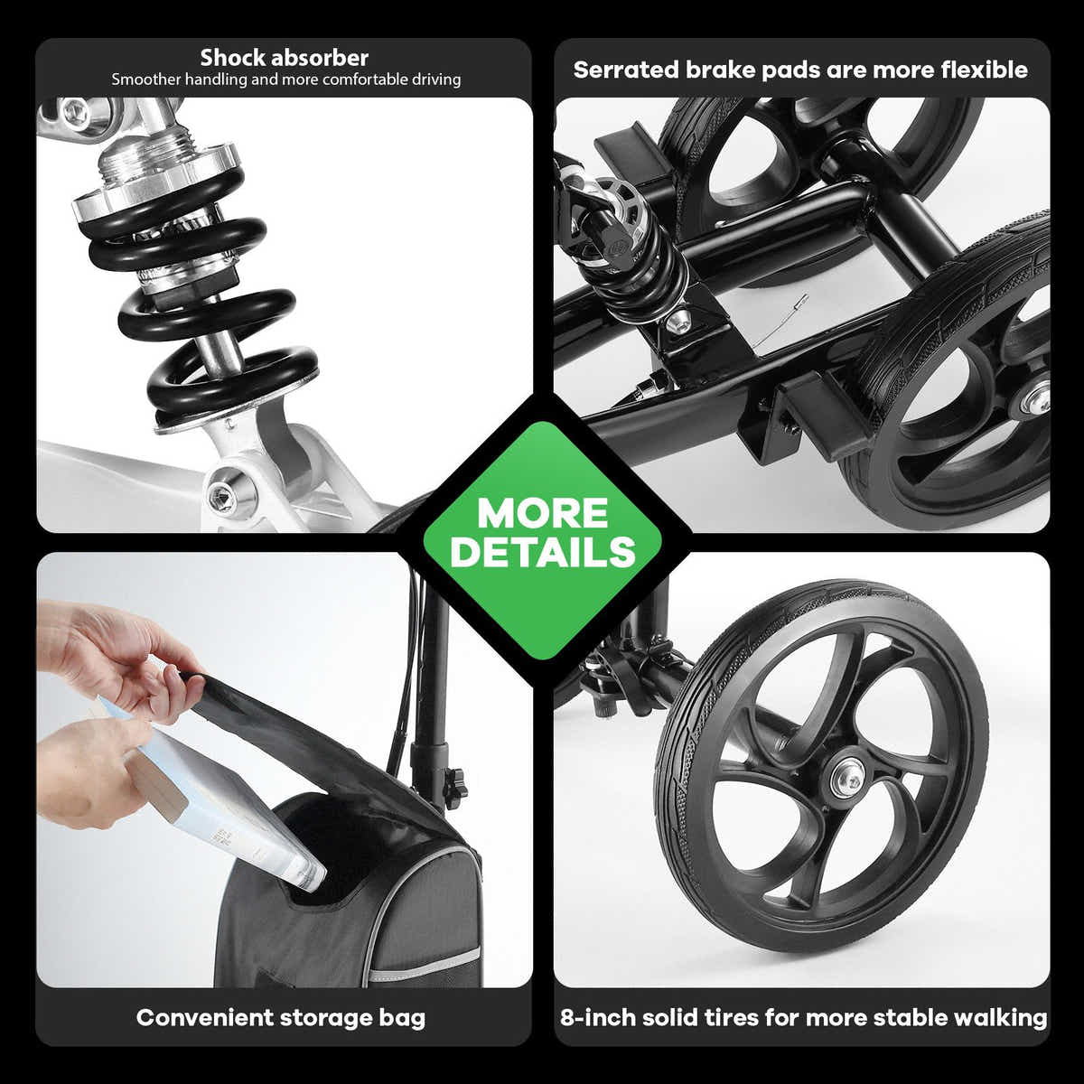 DS BD Knee Scooter Walker Steerable Mobility Wheelchair Medical Crutch Broken