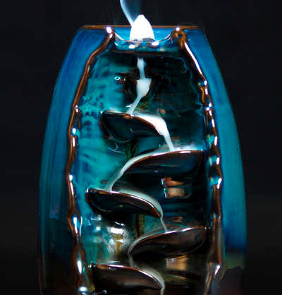 DS BS Ceramic Waterfall Backflow Incense Burner-Blue