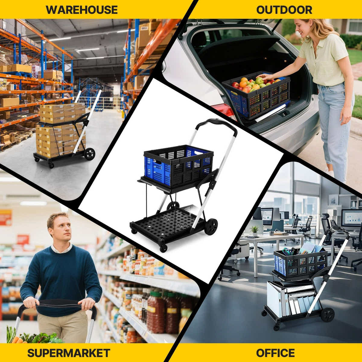 DS BD Folding Cart Basket Shopping Luggage Grocery Hand Truck Utility Push