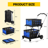 DS BD Folding Hand Truck Dolly Utility Luggage Trolley 2 Baskets 4 Wheels
