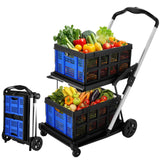 DS BD Folding Hand Truck Dolly Utility Luggage Trolley 2 Baskets 4 Wheels