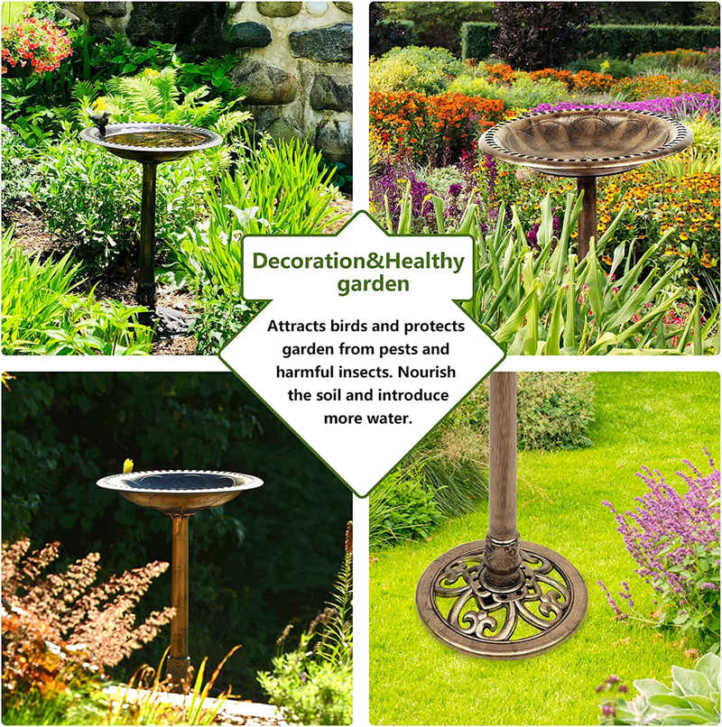 DS BS Outdoor Traditional Resin Garden Bird Bath-Copper