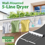 DS BD Retractable Clothesline 5 Line Clothes Dryer Cord 50m Galvanised Steel