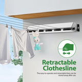 DS BD Retractable Clothesline 5 Line Clothes Dryer Cord 50m Galvanised Steel