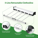 DS BD Retractable Clothesline 5 Line Clothes Dryer Cord 50m Galvanised Steel