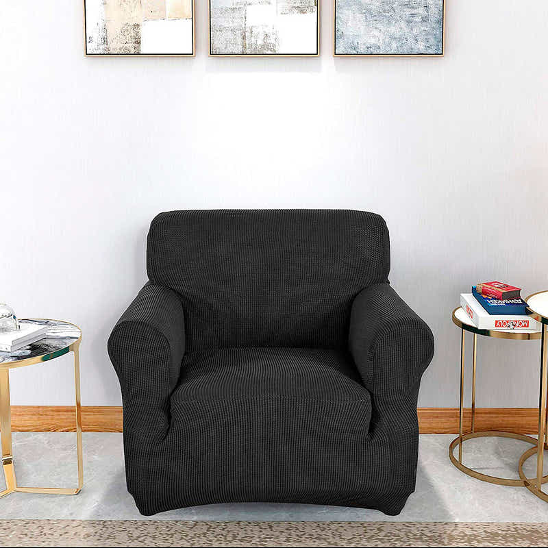 DS BS High Stretch Sofa Couch Slipcover One Seat-Black
