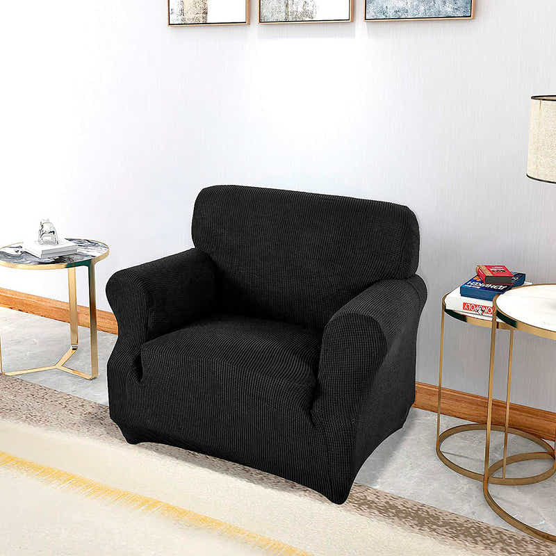 DS BS High Stretch Sofa Couch Slipcover One Seat-Black