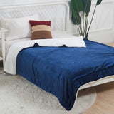DS BS Thick Fuzzy Soft Sherpa Fleece Bed Sofa Blankets-Blue