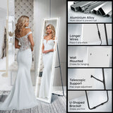 DS BD LED Full Length Mirror Floor Vanity Free Makeup 3 Light Colours 40x2x160cm