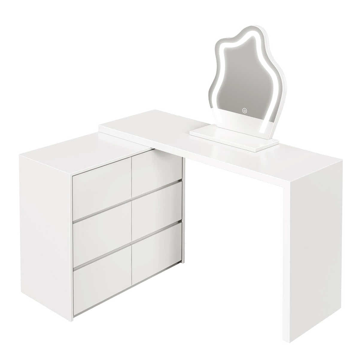 DS BD Vanity Dressing Table LED Lighted Mirror 3 Colour Lights 6 Drawer Chest