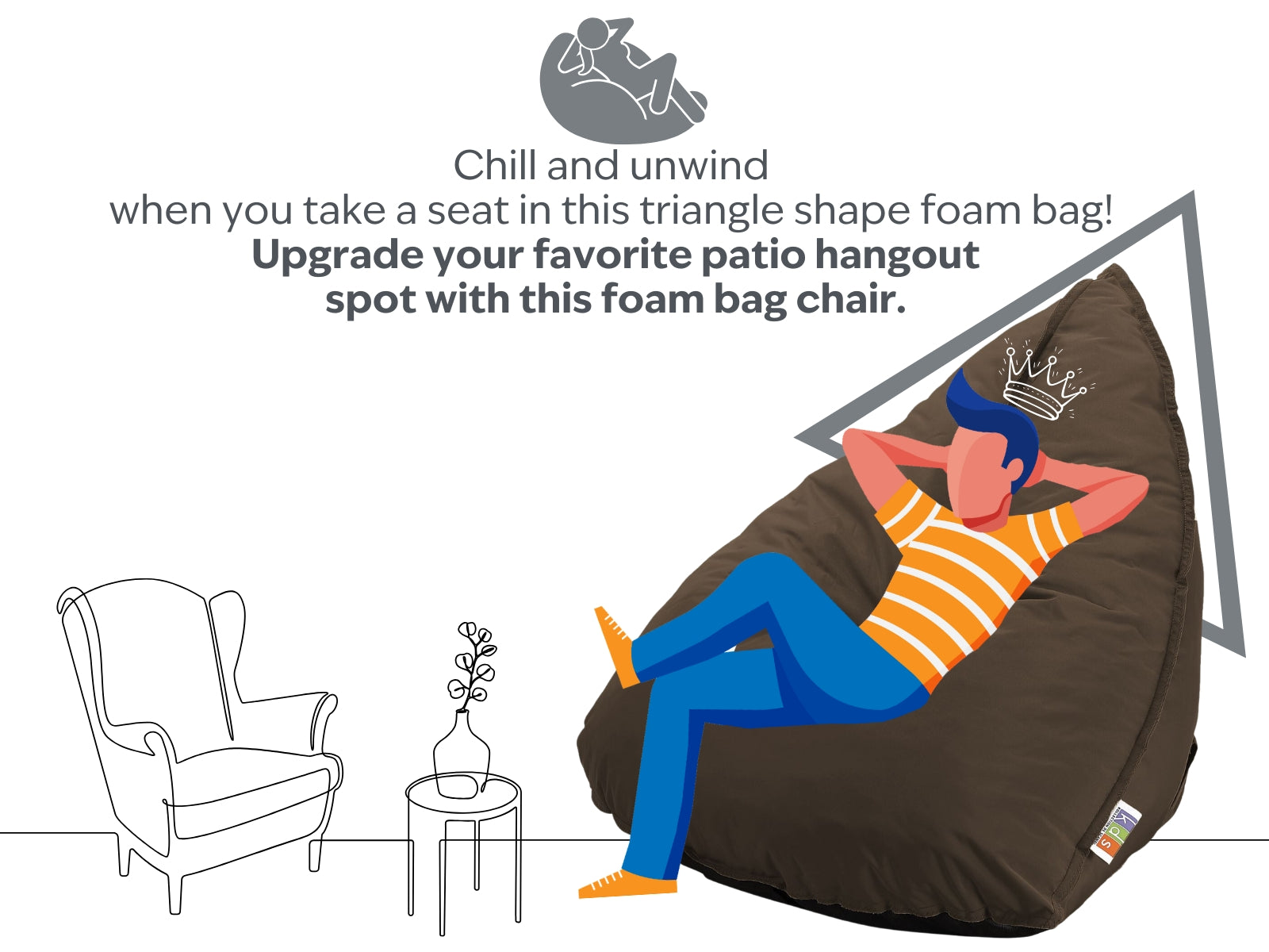 Outdoor Foam Bag Tri Shape Brown