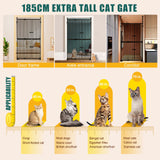 DS BD Safety Gate Retractable Dog Cat Extra Tall Fence 190 to 250cm Black