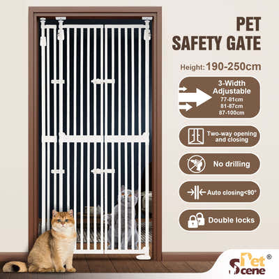 DS BD Retractable Safety Gate Dog Cat Extra Tall 3-Position Width Adjustment