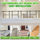 DS BD Stair Handrail 3 to 4 Steps Adjustable Safety Metal Guard Porches Black