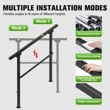 DS BD Stair Handrail 3 to 4 Steps Adjustable Safety Metal Guard Porches Black