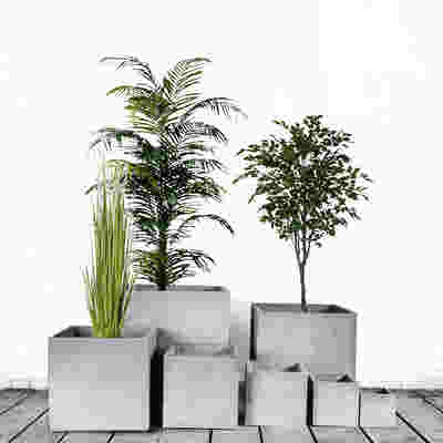 DS BS Modern Cement Gray Planter Box Cube-28CM