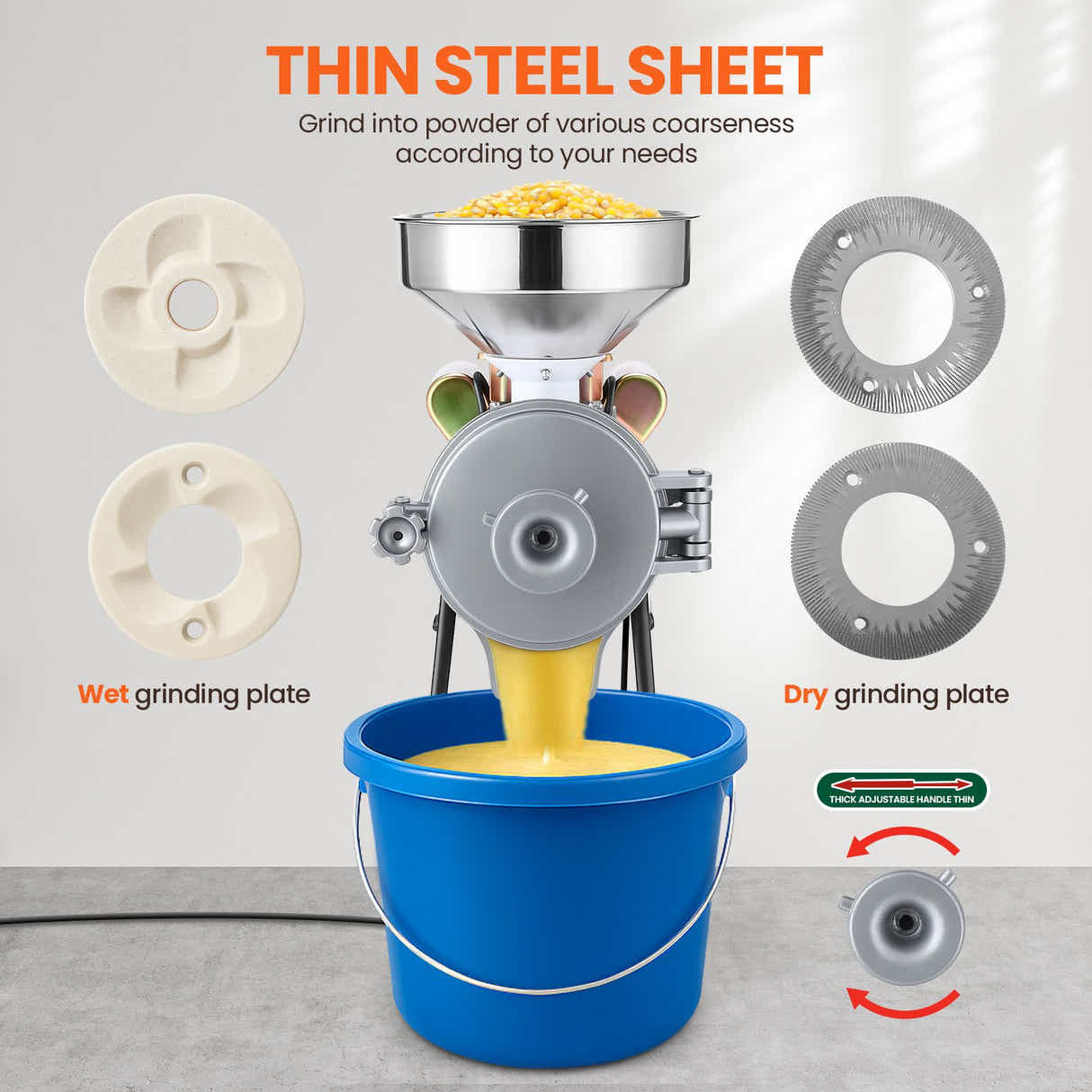 DS BD Electric Grain Mill Grinder Dry Wet Corn Rice Wheat Feed Milling 3000W