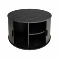 DS BD Round Coffee Table Bedside Sofa Storage End Tea Modern Black Sliding Door