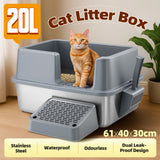 DS BD Cat Litter Box Stainless Steel Potty Pan Toilet Metal Tray High Sided Pet