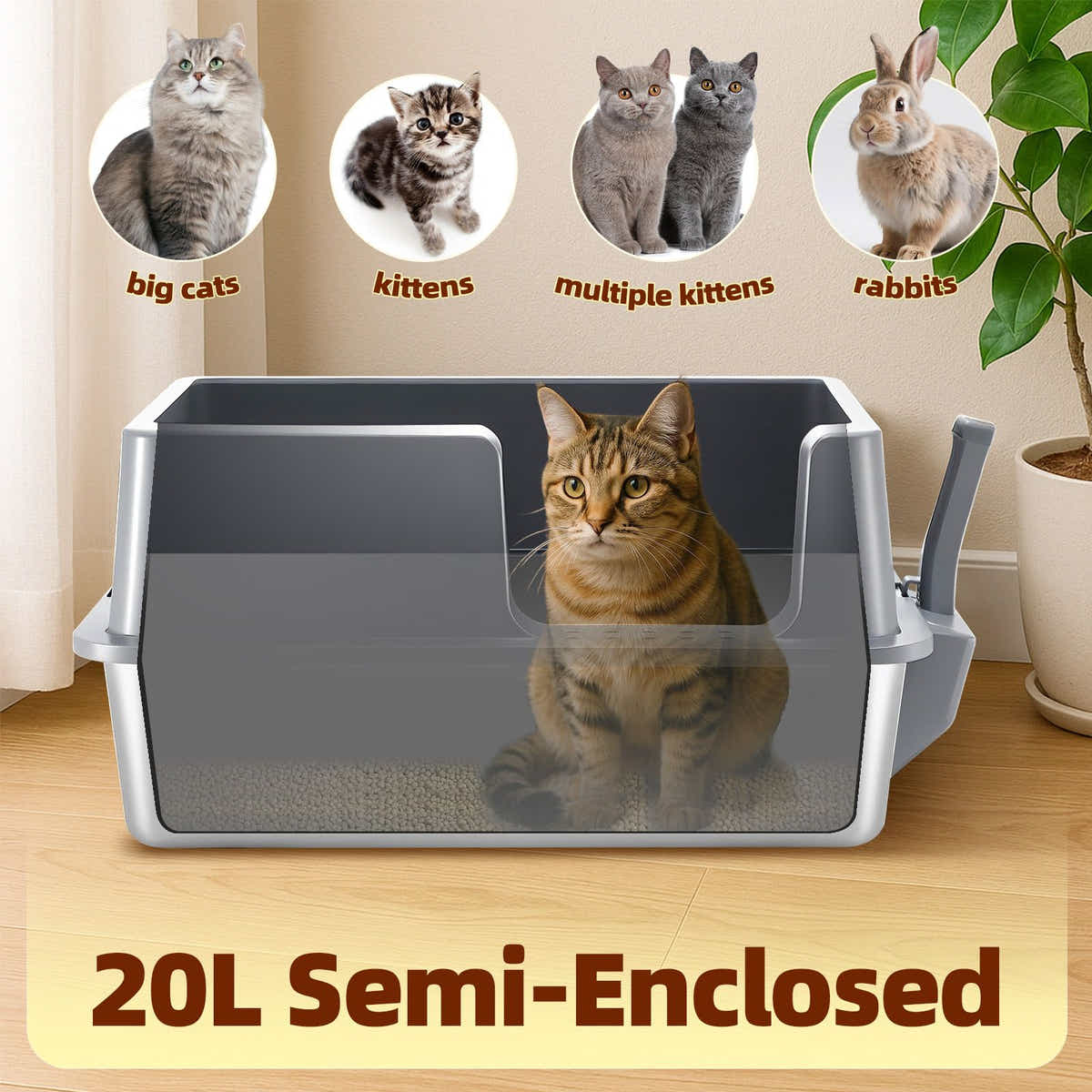 DS BD Cat Litter Box Stainless Steel Potty Pan Toilet Metal Tray High Sided Pet
