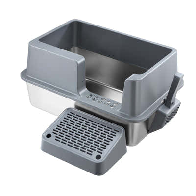 DS BD Cat Litter Box Stainless Steel Potty Pan Toilet Metal Tray High Sided Pet