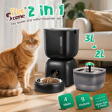 DS BD Auto Cat Feeder 3L Food 2L Water Dispenser Timed 10s Recorder 4 Daily