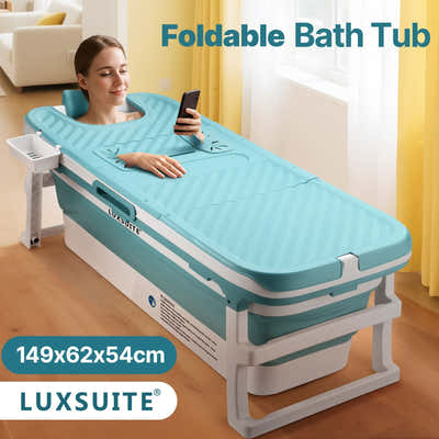 DS BD Large Bath Tub Soaking Water Spa Shower Foldable Bathroom Freestanding