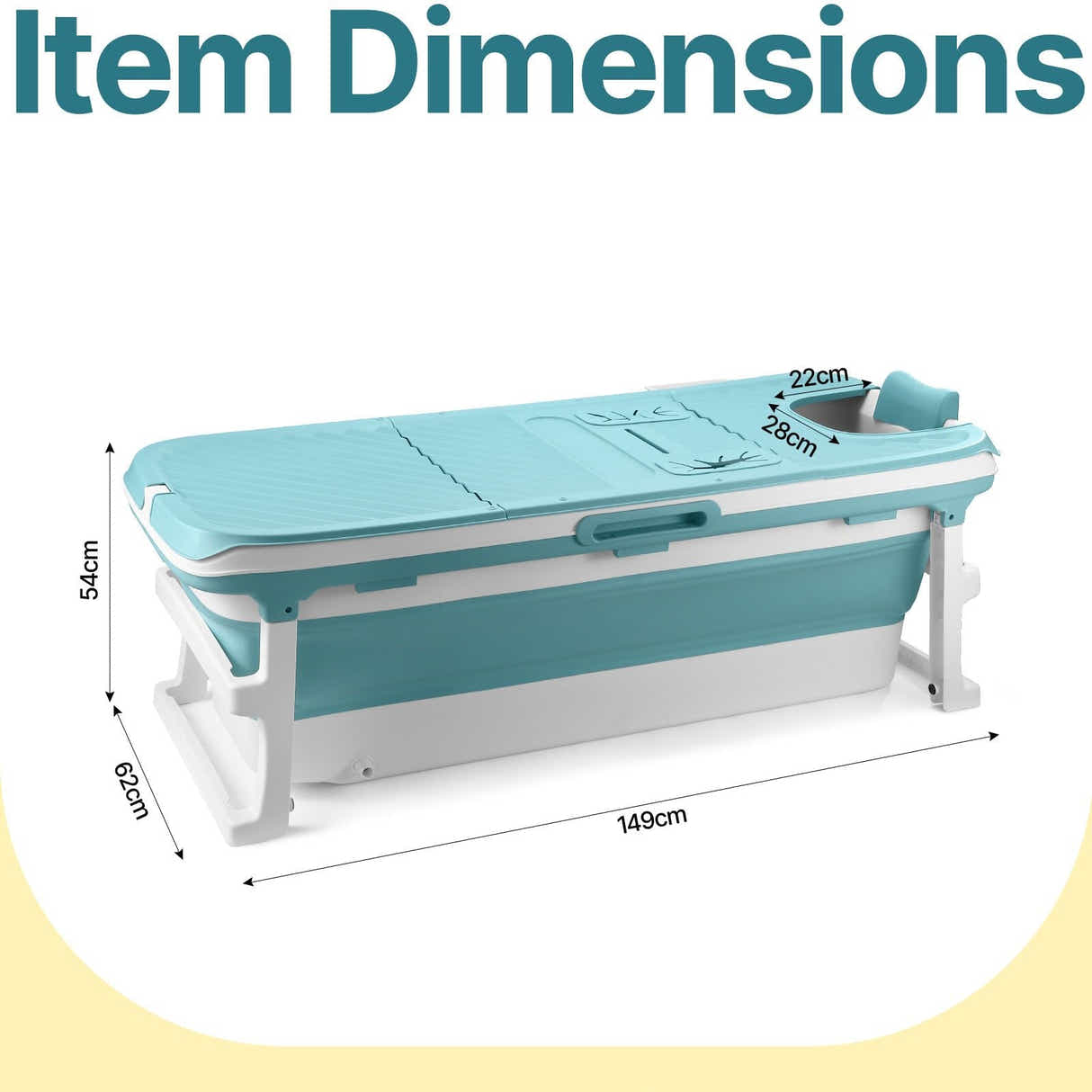 DS BD Large Bath Tub Soaking Water Spa Shower Foldable Bathroom Freestanding