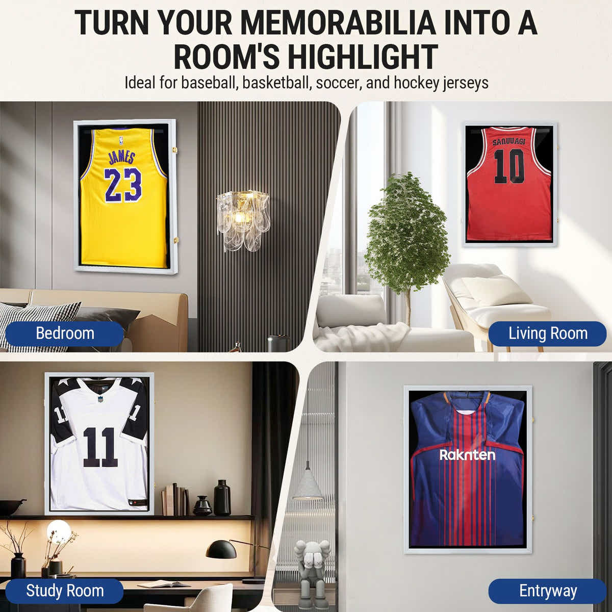 DS BD Jersey Display Case Frame Shadow Sports Memorabilia Wall Mounting Showcase