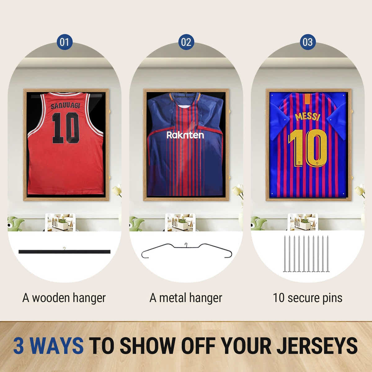 DS BD Jersey Shadow Box Frame Sports Case Wall Mounting Showcase Football