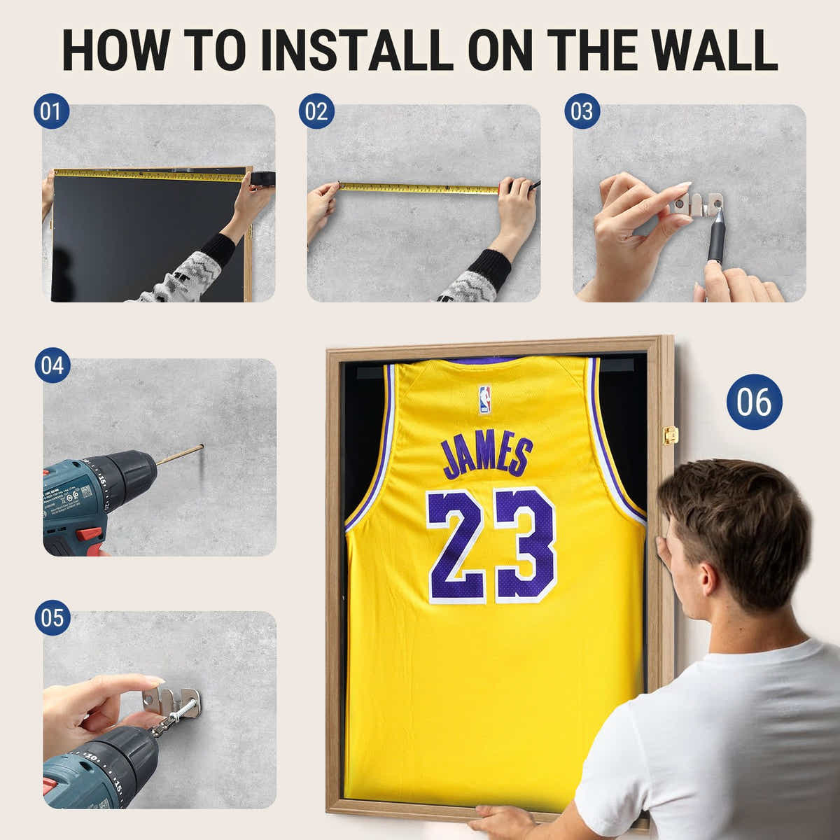 DS BD Jersey Shadow Box Frame Sports Case Wall Mounting Showcase Football