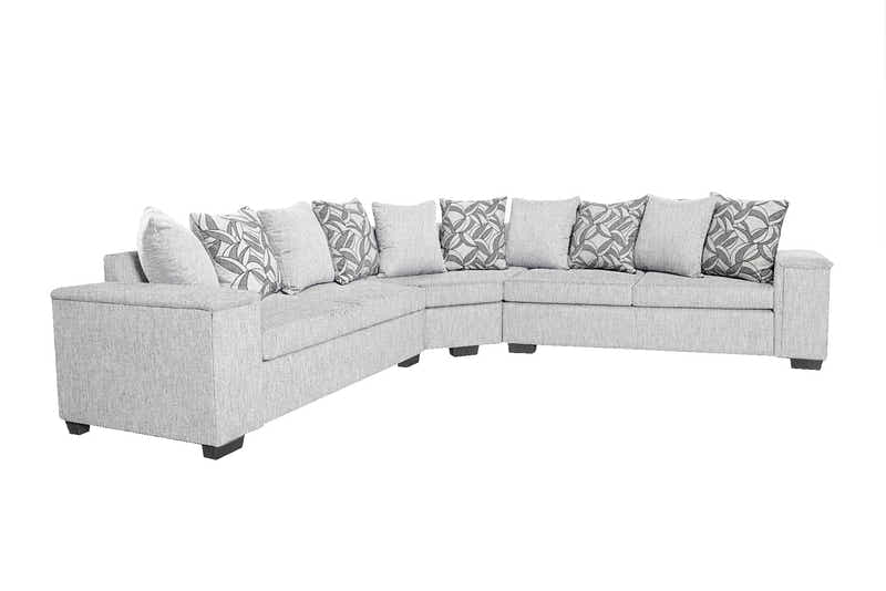DS NZ Made Ella Corner Sofa with Pattern Cushion - Comfy Silver