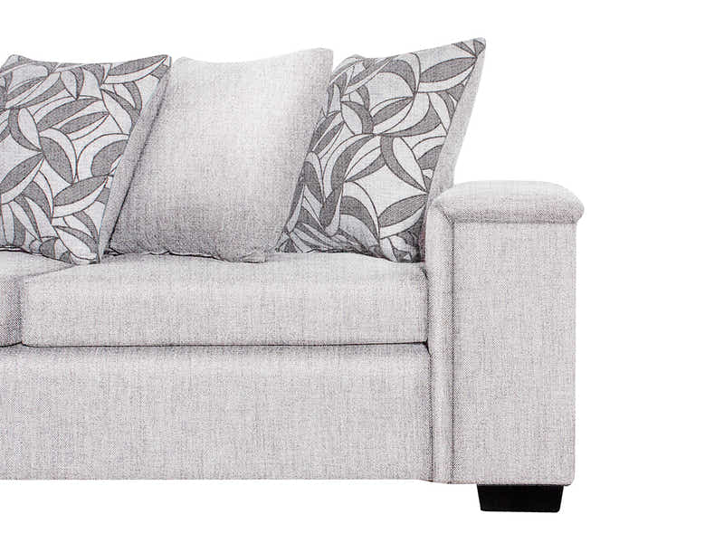 DS NZ Made Ella Corner Sofa with Pattern Cushion - Comfy Silver