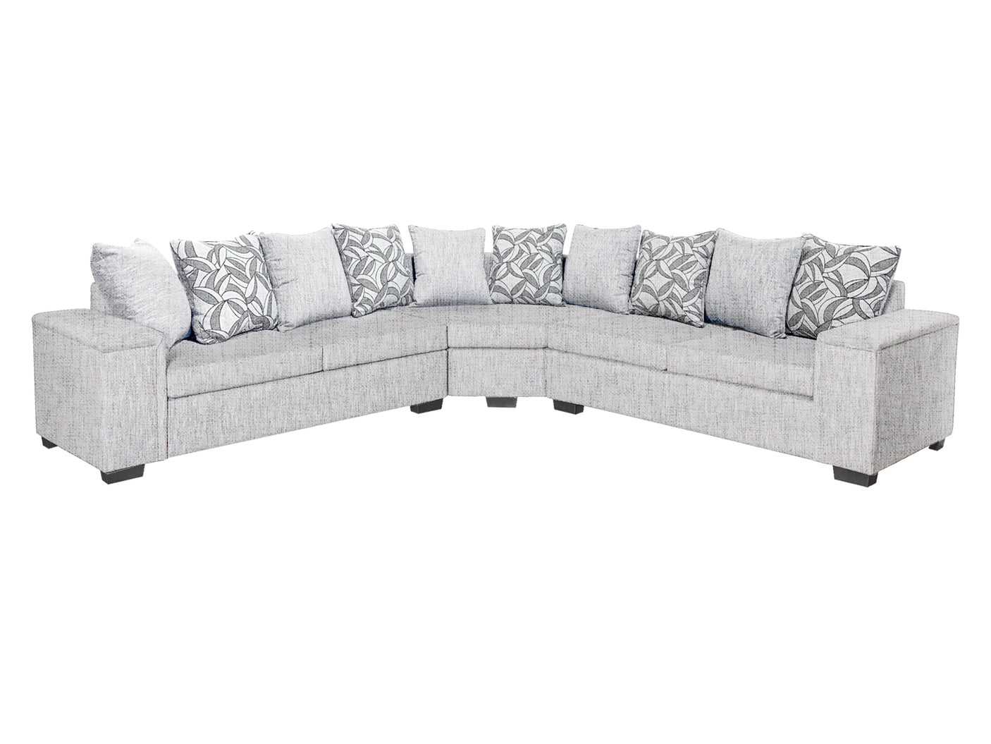 DS NZ made Ella corner sofa comfy silver with pattern cushions (Michigan)