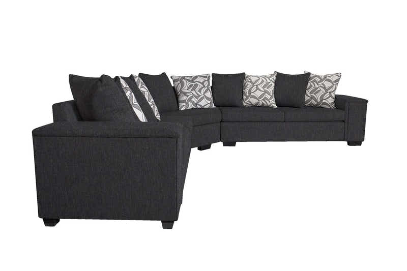 DS NZ Made Ella Corner Sofa with Pattern Cushion - Vish Black