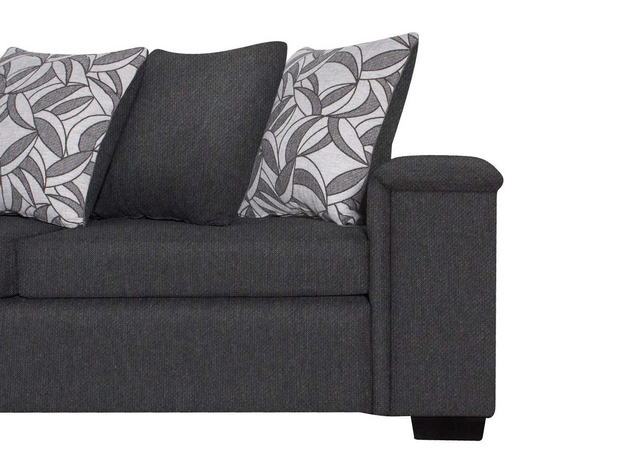 DS NZ Made Ella Corner Sofa with Pattern Cushion - Vish Black