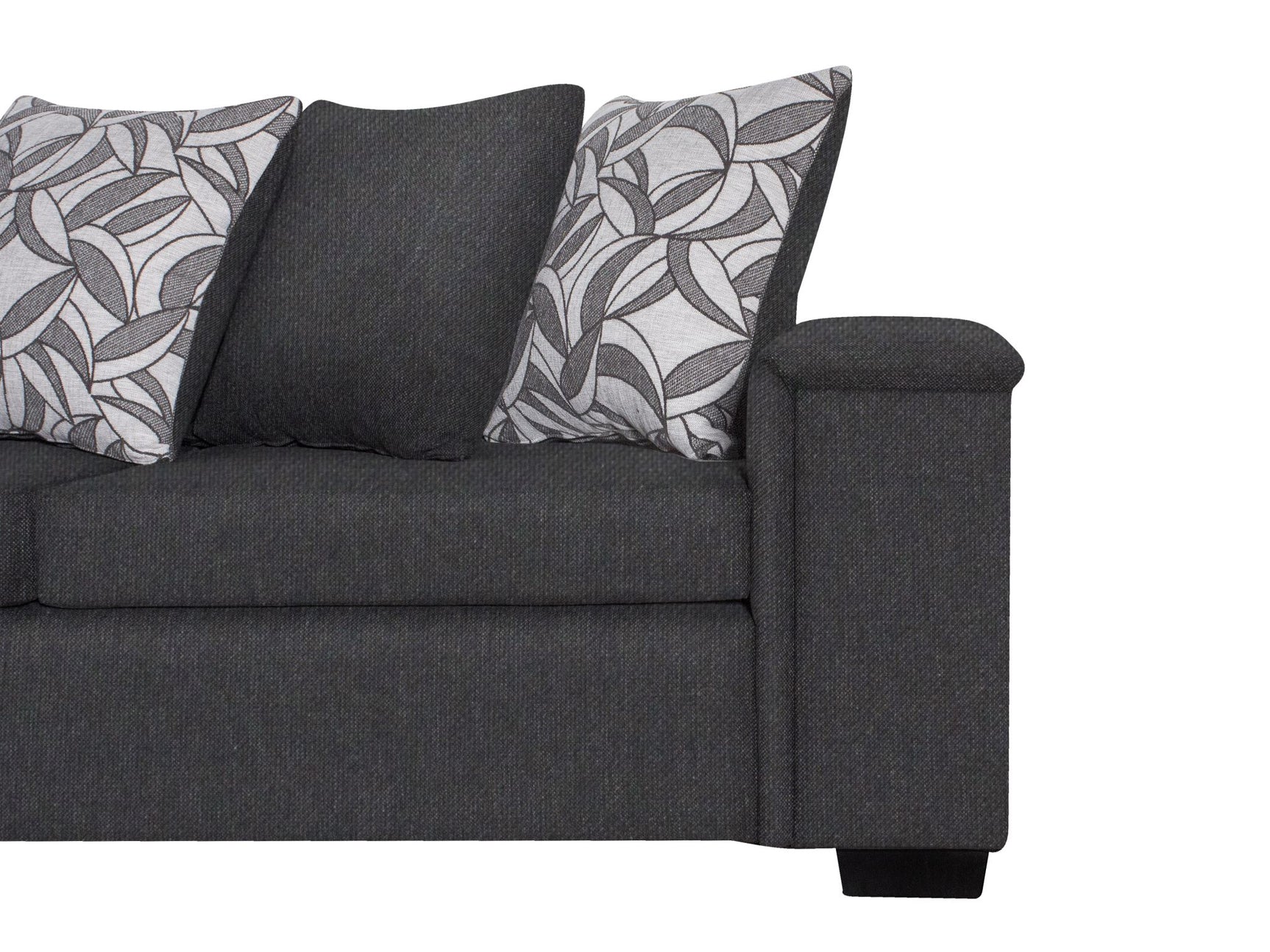 DS NZ Made Ella Corner Sofa with Pattern Cushion - Vish Black