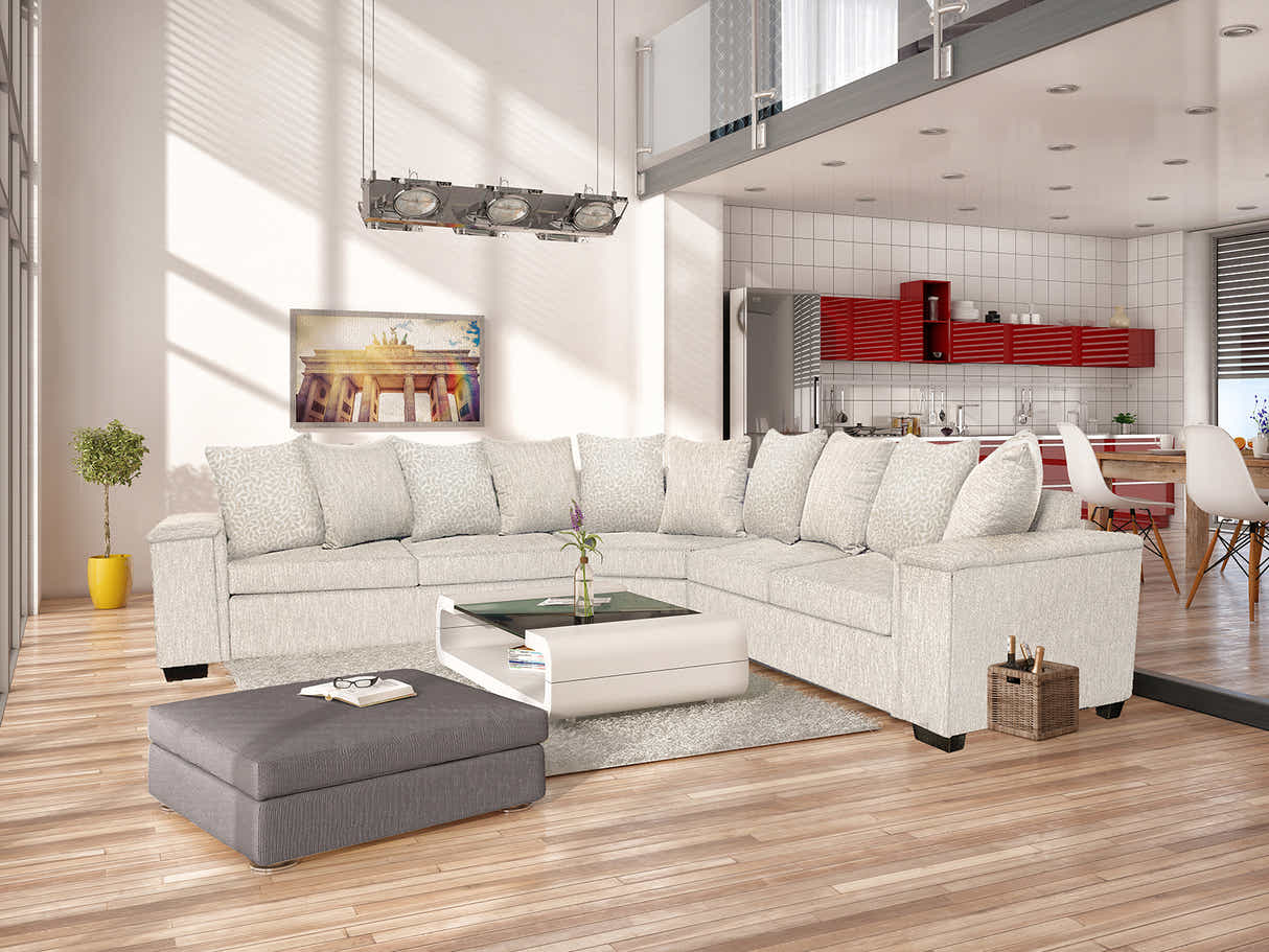 DS NZ Made Ella Corner Sofa with Pattern Cushion - Kido Marble