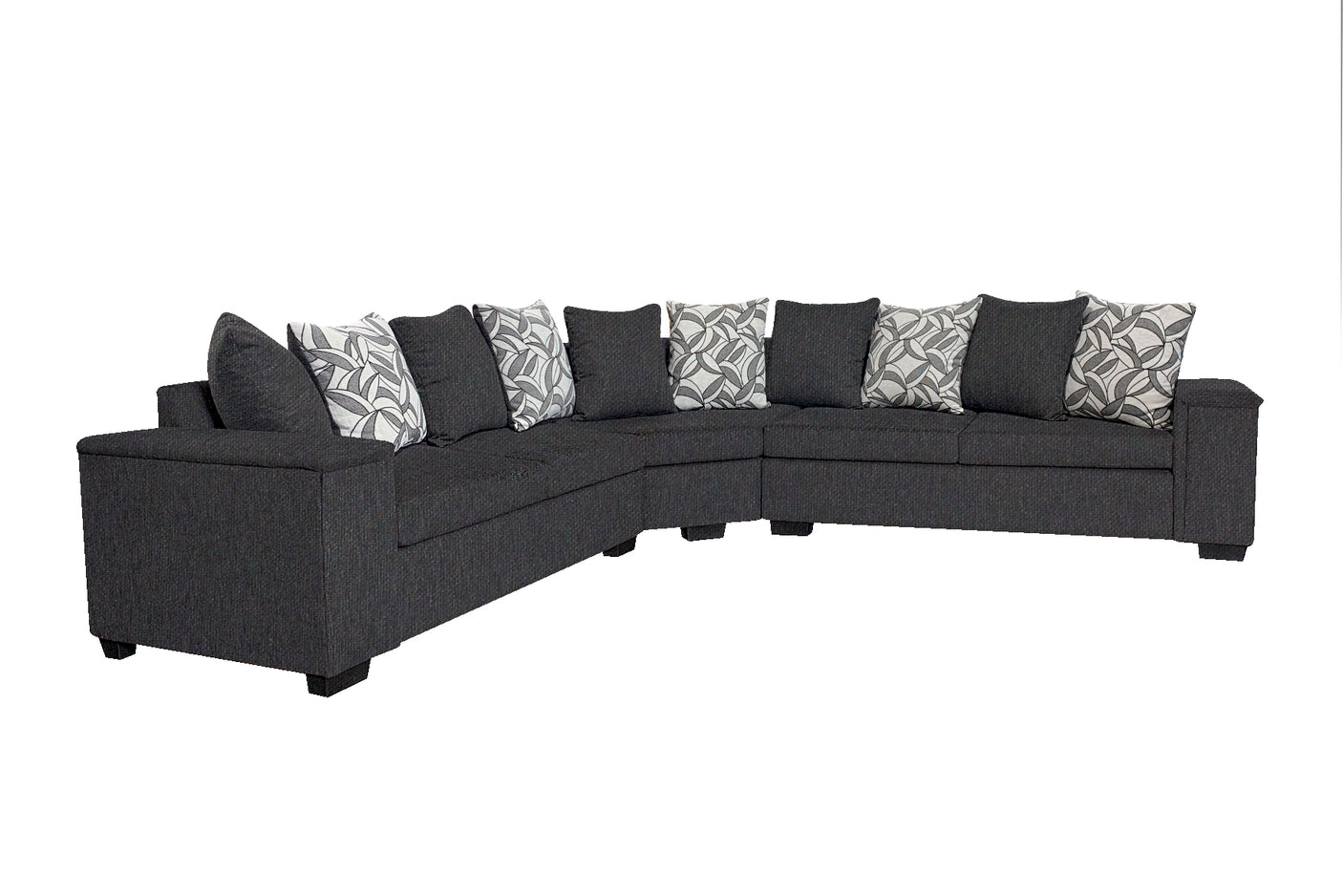 DS NZ made Ella corner sofa Vish black with pattern cushion (Michigan)
