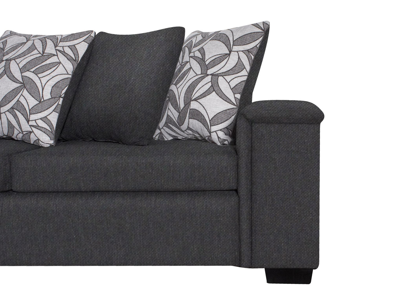 DS NZ made Ella corner sofa Vish black with pattern cushion (Michigan)