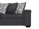 DS NZ made Ella corner sofa Vish black with pattern cushion (Michigan)