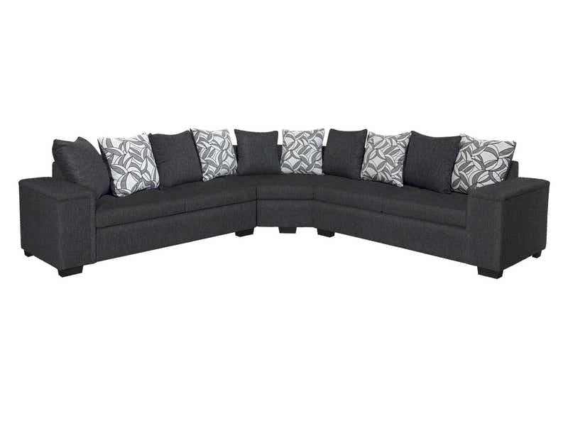 DS NZ Made Ella Corner Sofa with Pattern Cushion - Vish Black